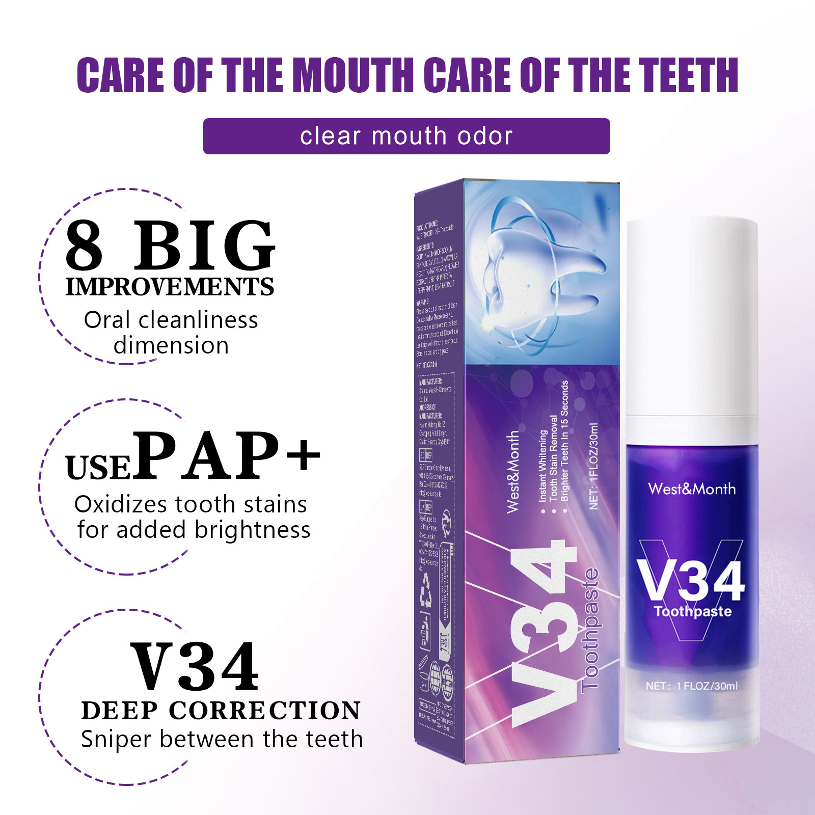 V34 dentifrice blanchissant le - Teeth Whitening Crest avis et prix